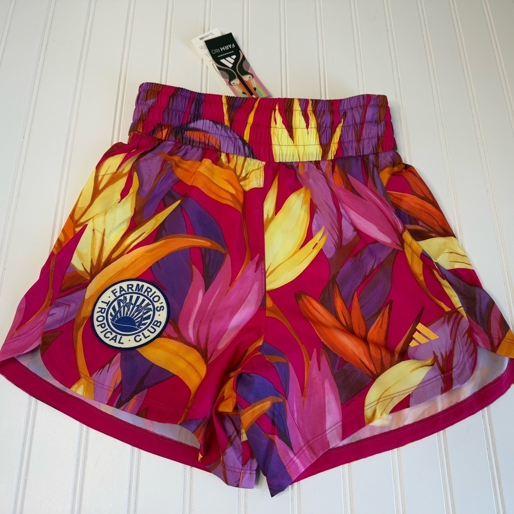 Adidas X Farm Rio Pacer Farm Shorts Birds Of Paradise Pink Logo XS NEW 1637